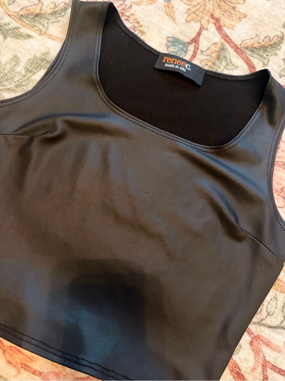 Renee C. Black Faux Leather Tank Top - Picture 3 of 3
